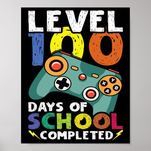Affiche Jours Jeu vidéo de l'école Jeu 100e Jour Enseignan (Devant)