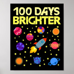Affiche Jours Plus Brighter 100e Jour D'Étoiles Scolaires