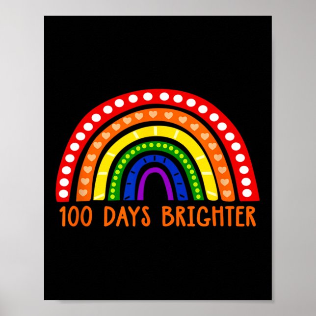 Affiche Jours Plus Brighter Enseignant Amusant 100e Jour D (Devant)