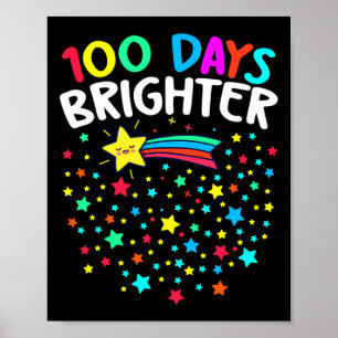 Affiche Jours Plus Brighter Joyeux 100 Jours D'Enseignants