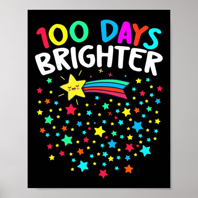 Affiche Jours Plus Brighter Joyeux 100 Jours D'Enseignants (Devant)
