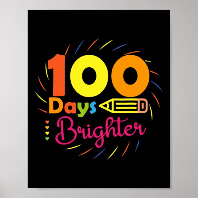 Affiche Jours Plus Brights - 100 Jours D'Enseignant Étudia (Devant)