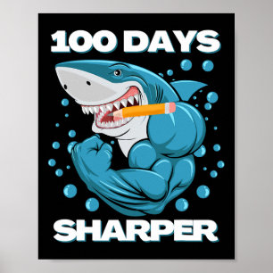 Affiche Jours Sharper Shark Plaisir 100 Jours D'École