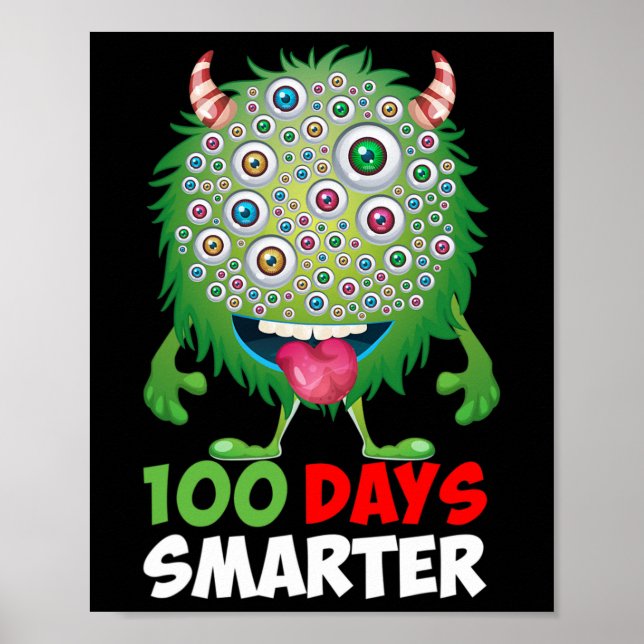 Affiche Jours Smarter Happy 100th Day Of School Fun Monste (Devant)