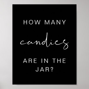 Affiche JOVI Black Edgy Combien de Candies Baby shower Jeu