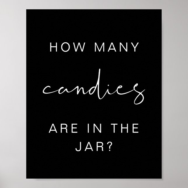 Affiche JOVI Black Edgy Combien de Candies Baby shower Jeu (Devant)