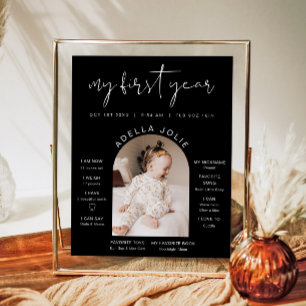 Affiche JOVI Moderne noir blanc photo première année jalon