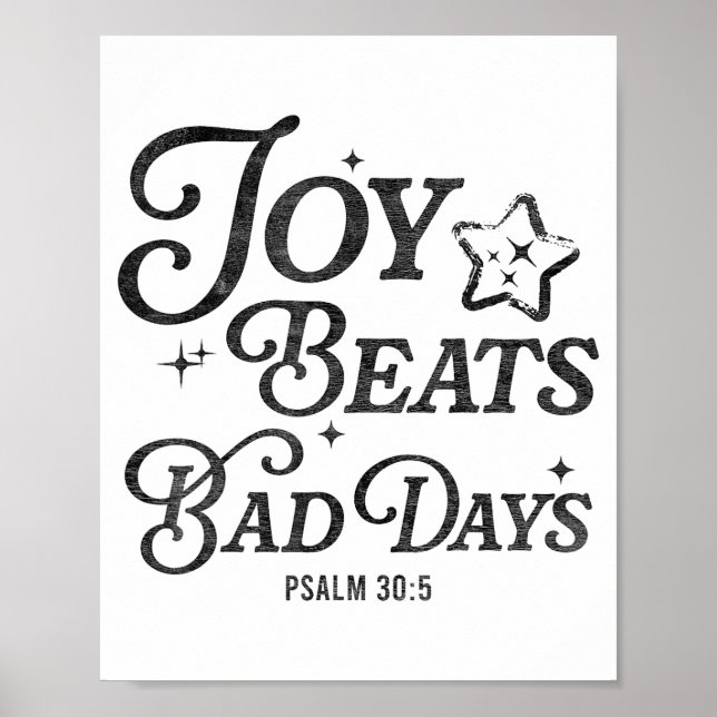 Affiche Joy Beats Bad Days Psalm 30_5 Uplifting Christian  (Devant)