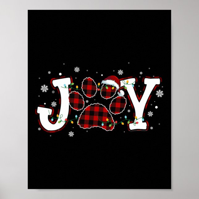 Affiche Joy Buffalo Red Plaid Chien Empreinte de patte Chr (Devant)
