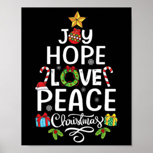 Affiche Joy Hope Love Paix Arbre de Noël Famille Noël Homm