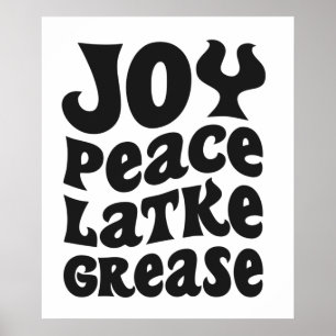 Affiche Joy Peace Latkes Grease Funny Jewish Hanukkah