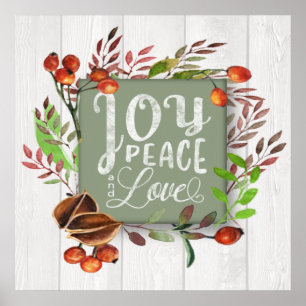 Affiche Joy, Peace, Love Chalkboard Wreath ID437