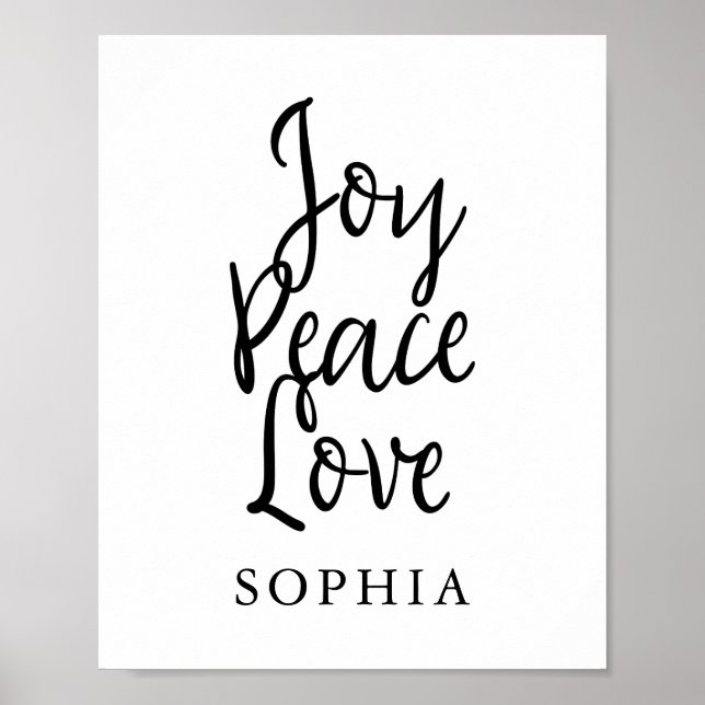 Affiche Joy Peace Love Citation Inspirationnelle (Devant)