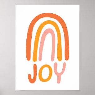 Affiche JOY Rainbow Pink Handlettering