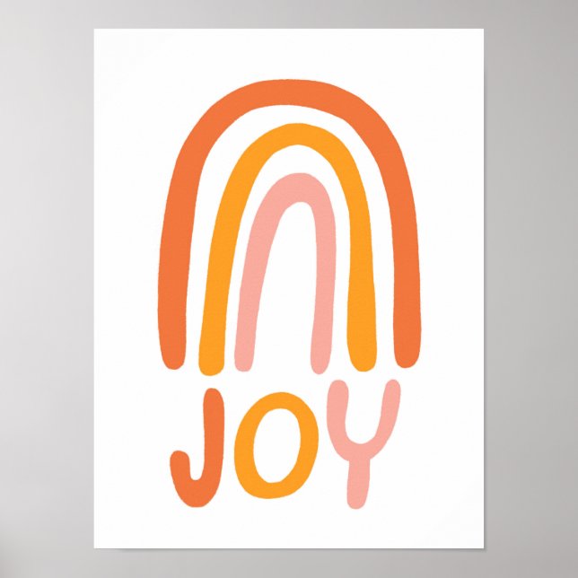 Affiche JOY Rainbow Pink Handlettering (Devant)
