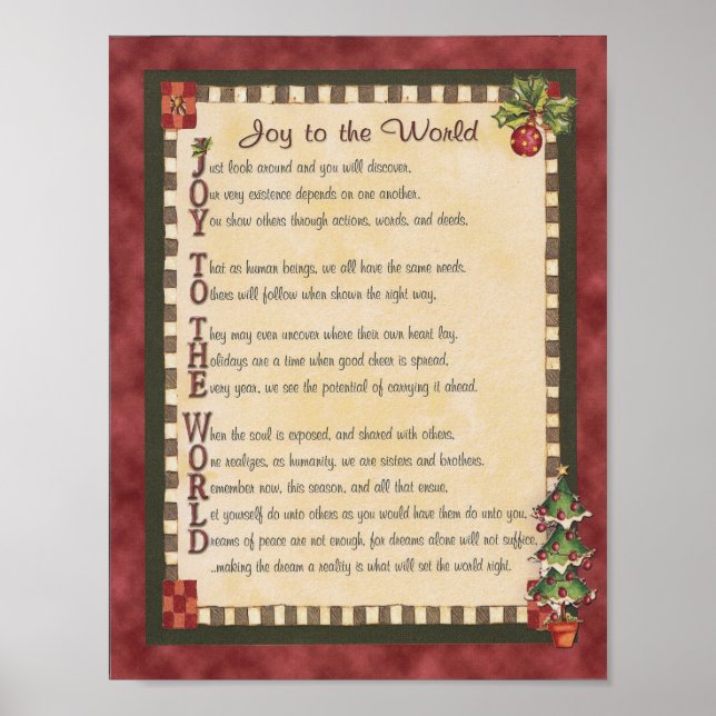 Affiche "Joy to the World" Acrostic Poem Canvas Imprimer (Devant)