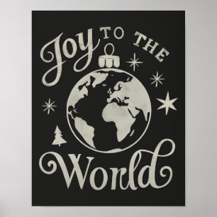 Affiche Joy to the World Chalkboard Globe