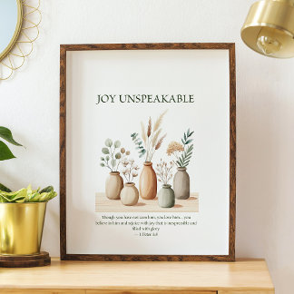 Affiche Joy unspeakable, floral Christian wall art