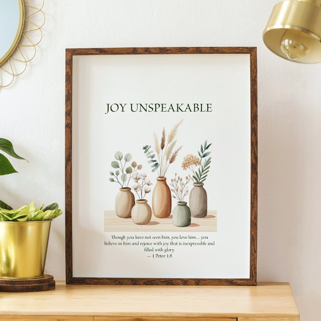 Affiche Joy unspeakable, floral Christian wall art  (Créateur téléchargé)