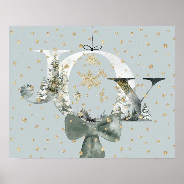 Affiche Joy Winter Woodland Forest Letting Gold Snow (Devant)