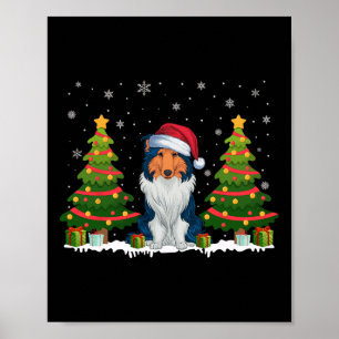Affiche Joyau de Noël Arbre clair Collie Chien de Santa Ha