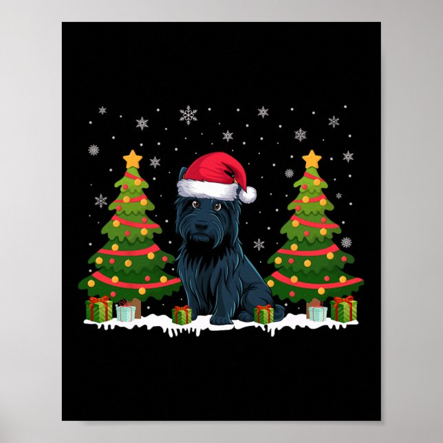 Affiche Joyau de Noël Eclairage Chien écossais Santa Hat N (Devant)