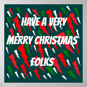 AFFICHE JOYE NOËL ROUGE VERT BLANC TEXTE