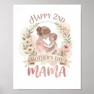 Affiche Joyeuse 2ème fête des Mères Maman pour Hommes Femm