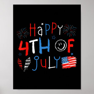 Affiche Joyeuse 4 juillet Chemises Enfants Patriotique Amé