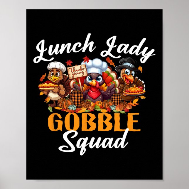 Affiche Joyeuse Action de grâce Dinde Gobble Squad Cantini (Devant)