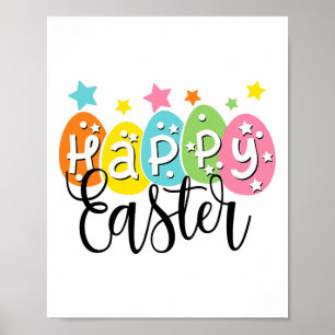 Affiche Joyeuse Chasse aux oeufs de lapin de Pâques Fête d