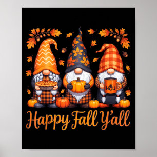 Affiche Joyeuse Chute à Tous Gnome Automne Action de Grâce