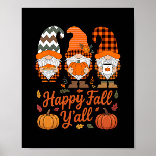 Affiche Joyeuse Chute à Tous Gnome Citrouille Automne Acti