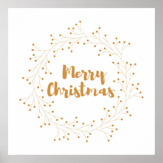 Affiche Joyeuse couronne de Noël - or