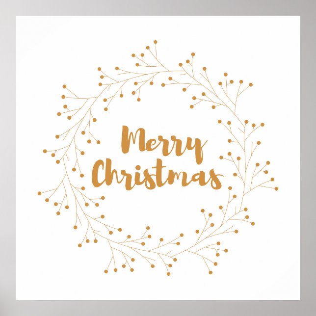 Affiche Joyeuse couronne de Noël - or (Devant)