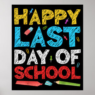 Affiche Joyeuse Dernière journée de l'école garçon fille e