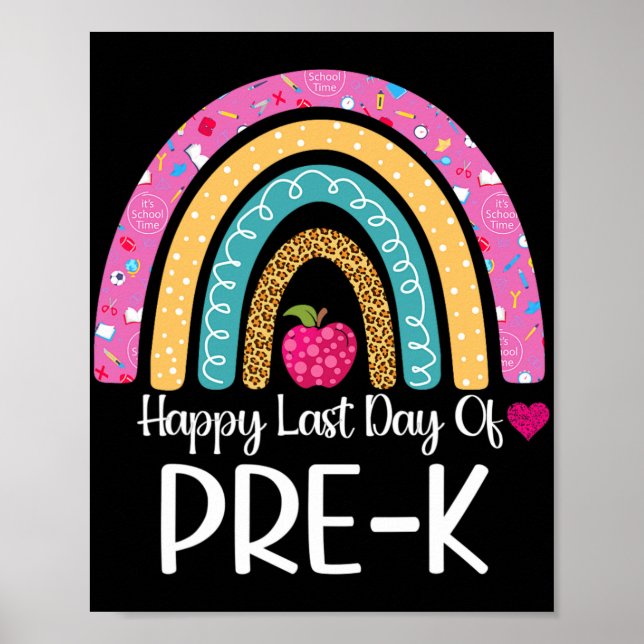 Affiche Joyeuse Dernière Journée De Pré-k Enseignant Enfan (Devant)
