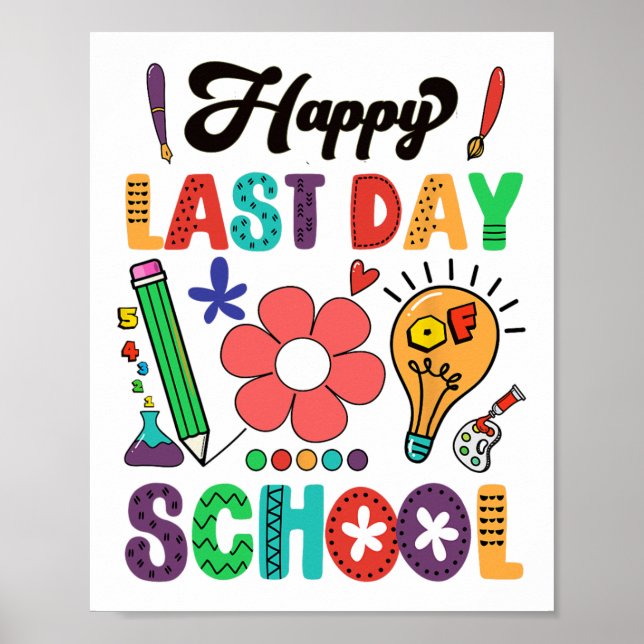 Affiche Joyeuse Dernière Journée D'Enseignant Diplôme D'Ét (Devant)