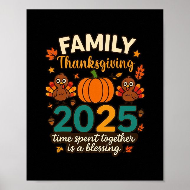 Affiche Joyeuse famille Thanksgiving ensemble 2025 Équipag (Devant)