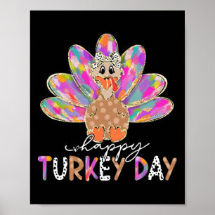 Affiche Joyeuse fête de la dinde Chaude dinde de Thanksgiv