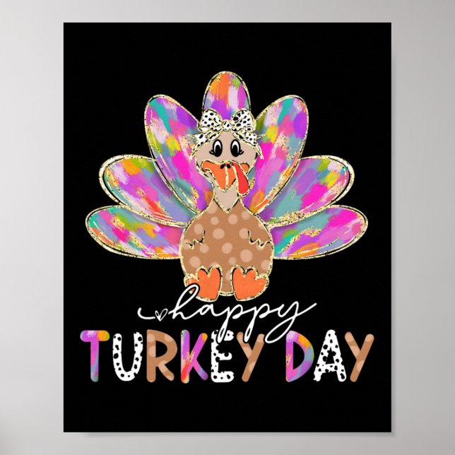 Affiche Joyeuse fête de la dinde Chaude dinde de Thanksgiv (Devant)