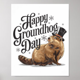 Affiche Joyeuse fête de la marmotte Costume d'animal de ma