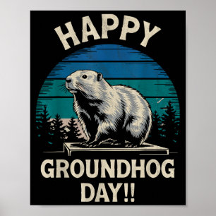 Affiche Joyeuse fête de la marmotte Costume de marmotte an