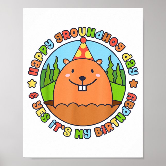 Affiche Joyeuse Fête de la Marmotte Et Oui C'est Ma Fête D (Devant)