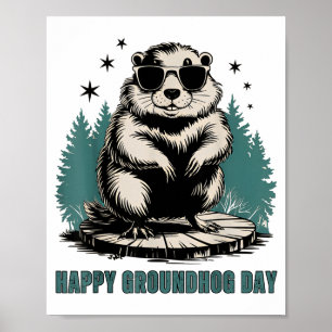 Affiche Joyeuse Fête de la Marmotte Et Oui C'est Mon Anniv