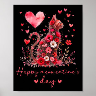 Affiche Joyeuse fête de la Meowentine Saint-Valentin Chat 