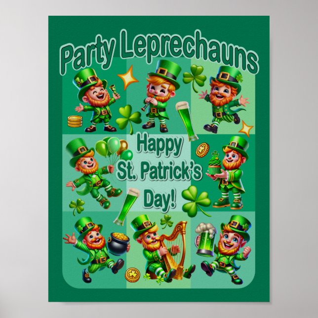 Affiche Joyeuse Fête de la Saint-Patrick avec les adorable (Devant)