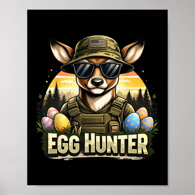 Affiche Joyeuse fête de Pâques Camo drôle chasse garçons h (Devant)
