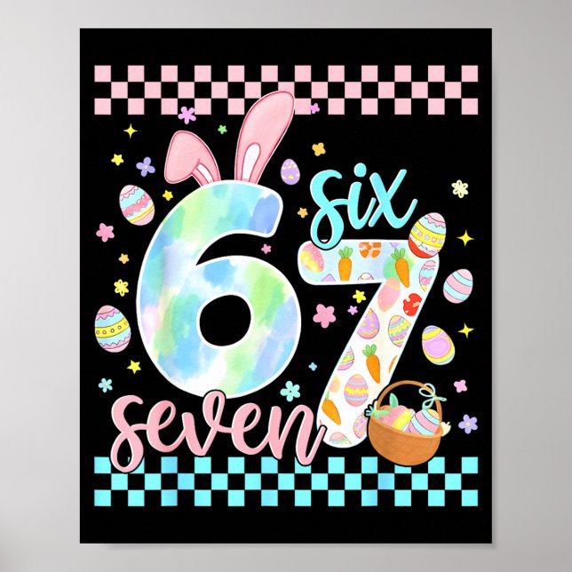 Affiche Joyeuse fête de Pâques drôle 67 Six Sept Lapin Œuf (Devant)