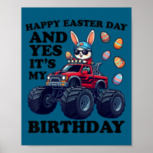 Affiche Joyeuse fête de Pâques et joyeux anniversaire les